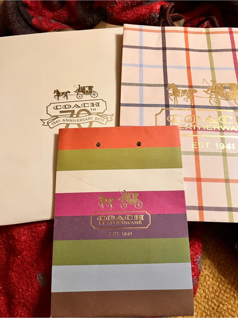 Coach Multicolor Striped Gift Tags with Gold Logo